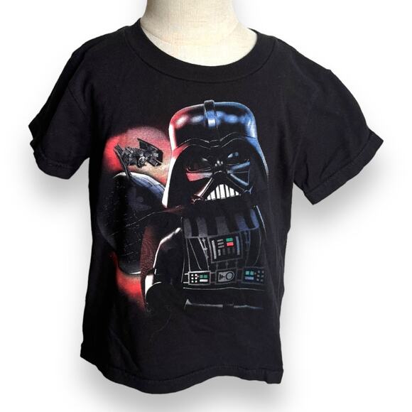 Lego Star Wars Boys Shirt Sz 4 Darth Vader Death Star Tie Fighter Black Tee - Picture 3 of 8